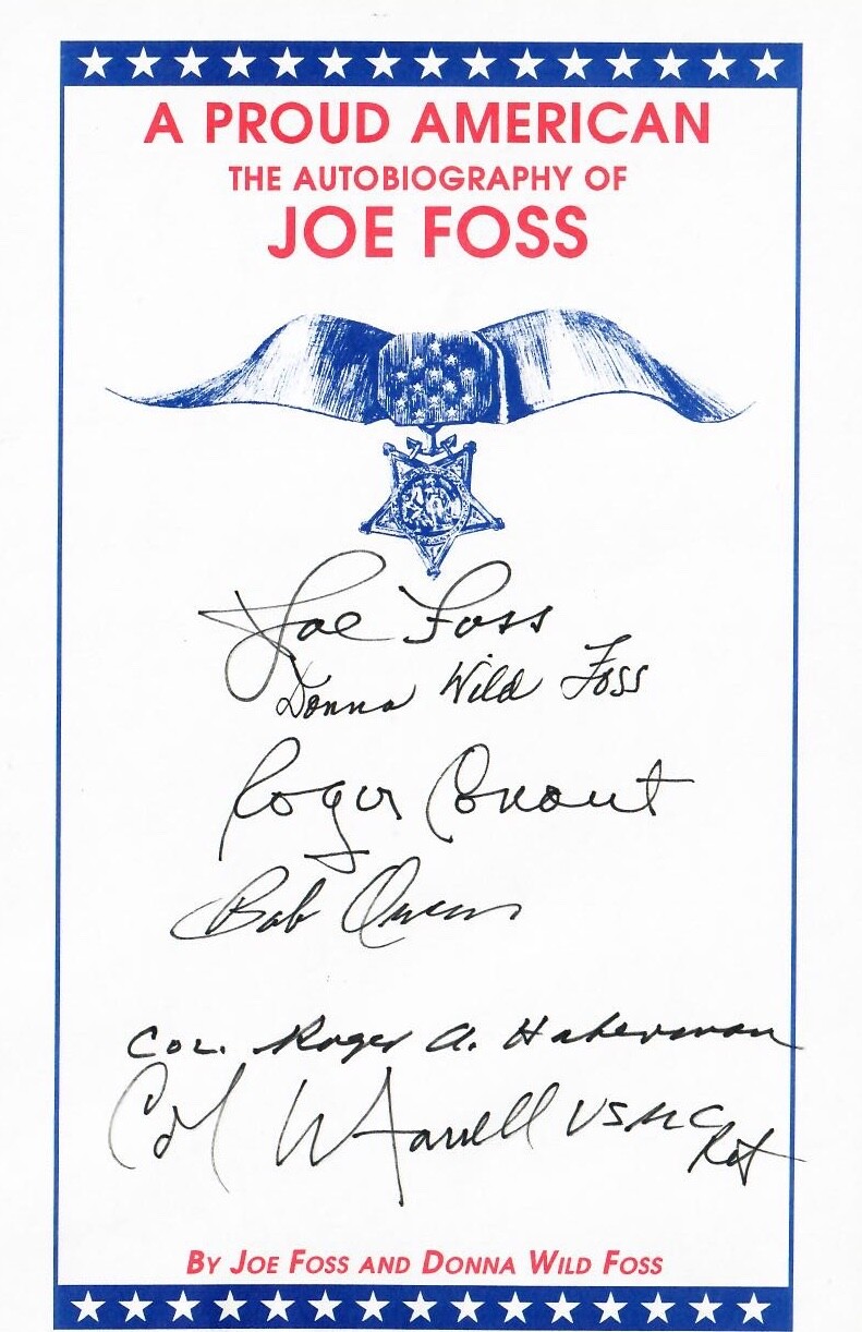 WWII USMC Aces Signed Bookplate Joe Foss Proud American