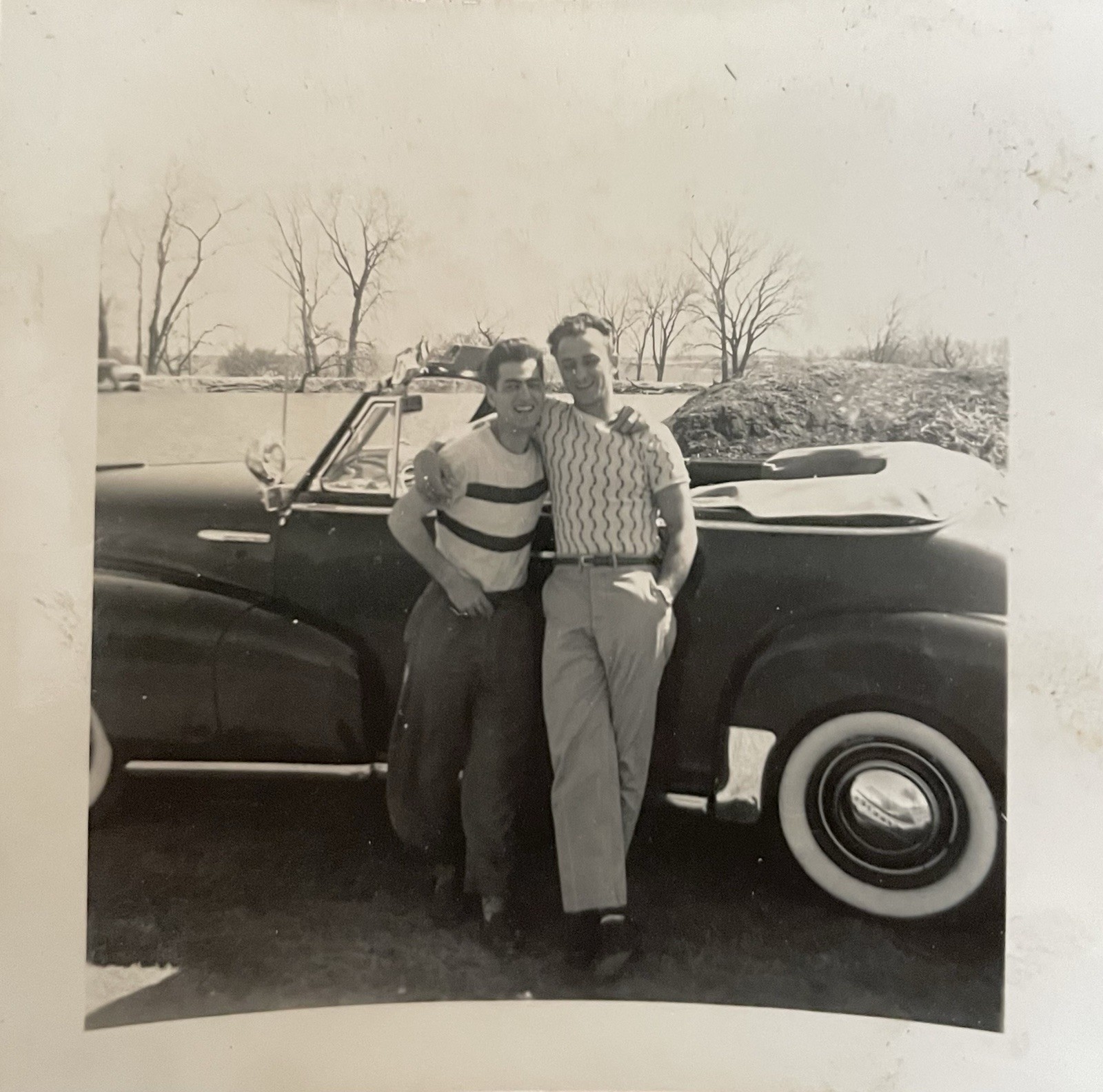 Vintage Photo Stylish Handsome Men by Car Affectionate Friends Gay Int 1950s