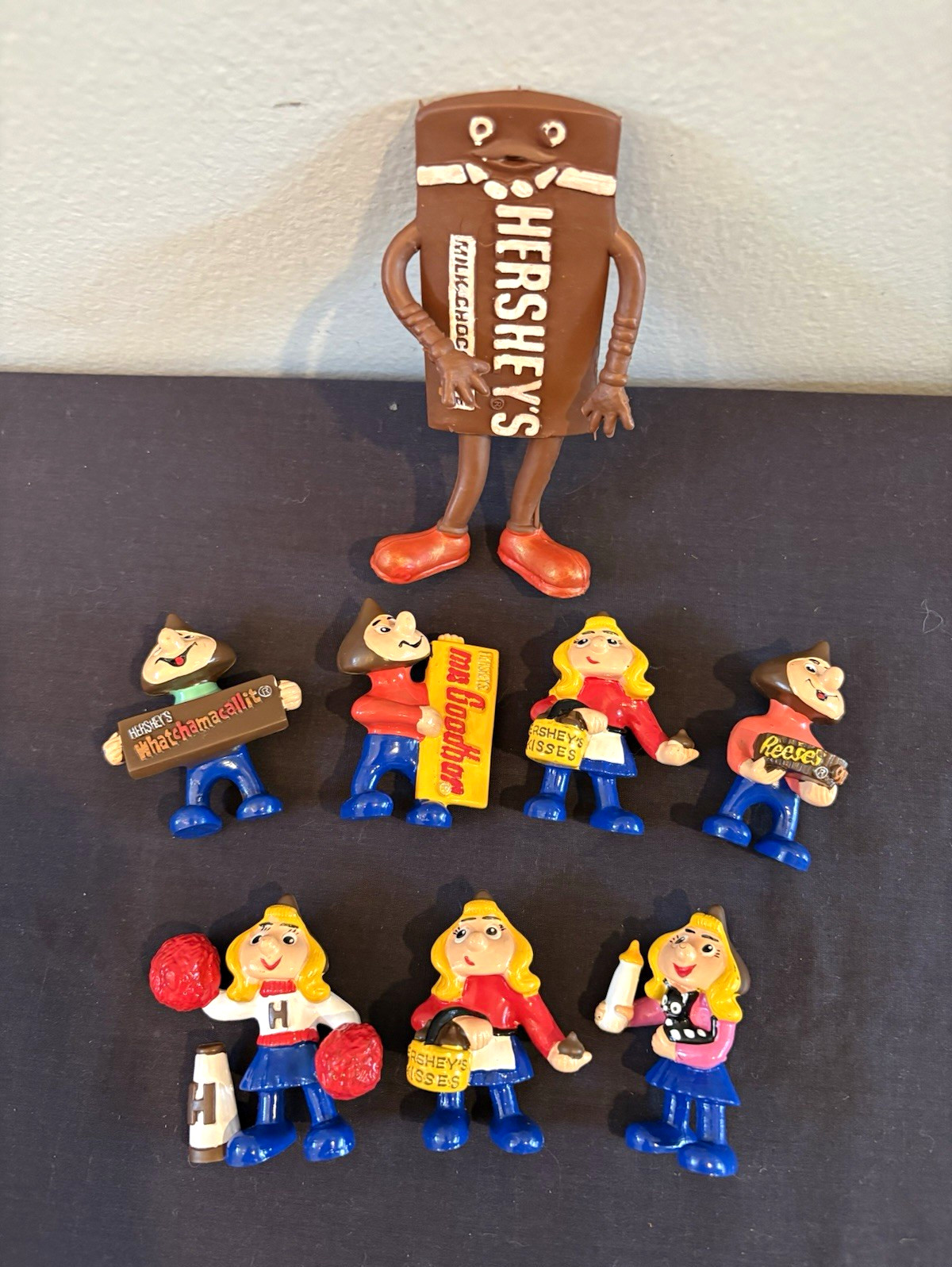 Vintage Hershey's  Kiss Head Figures & Hershey Bar Bendable Figure