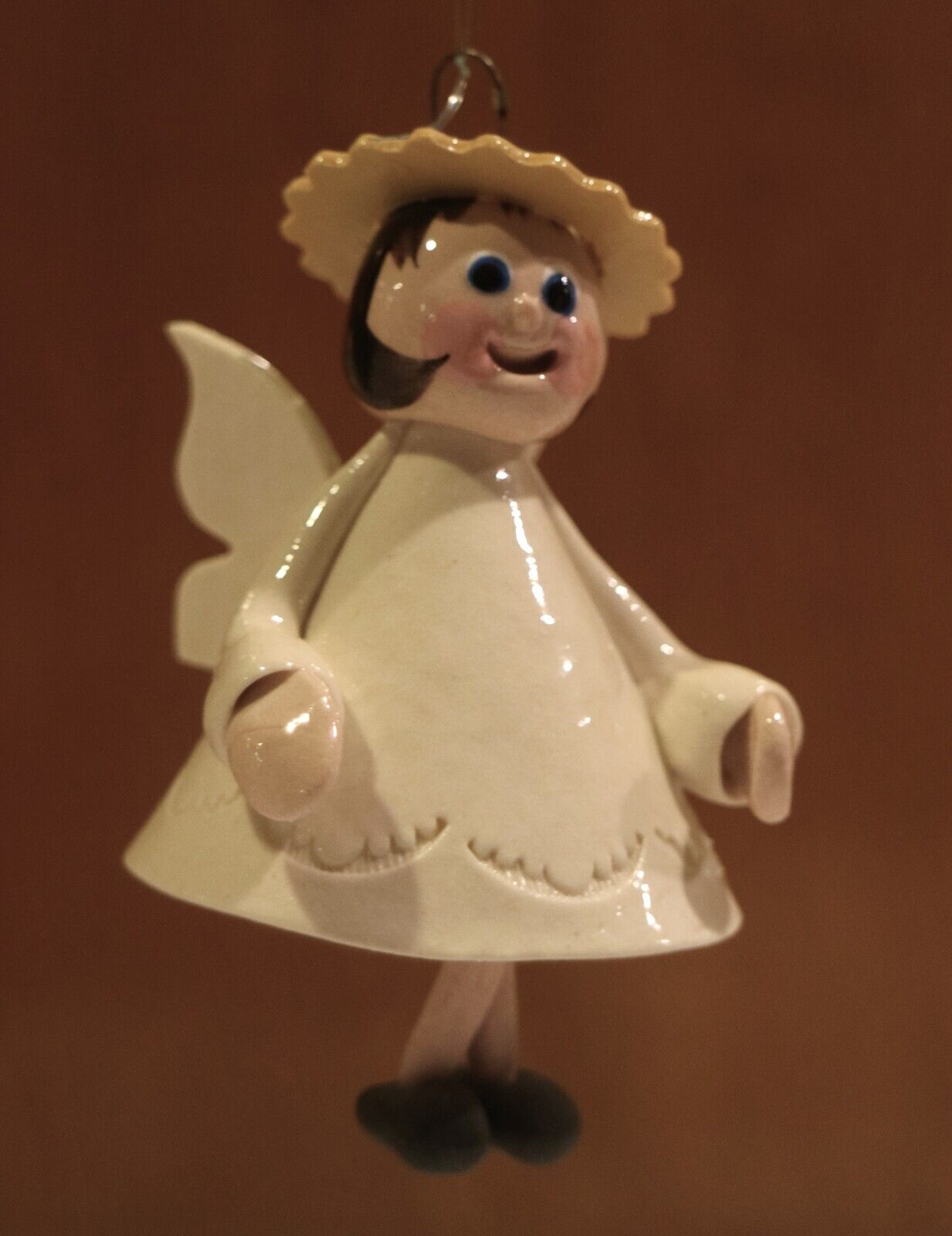 Handmade Clay Angel Bell with wings & clapper 3\