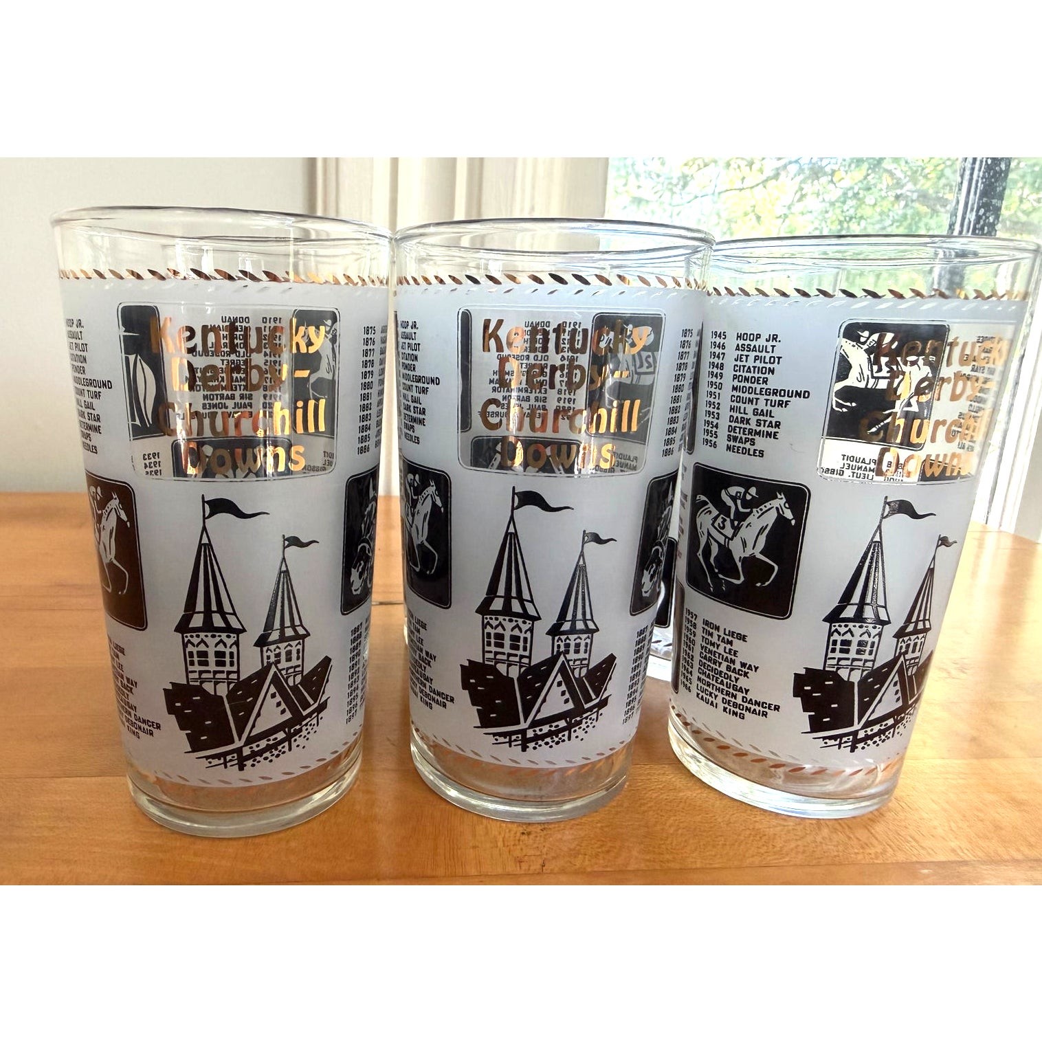 Vintage 1967 Kentucky Derby Official Souvenir Glasses Mint Julep Churchill Downs