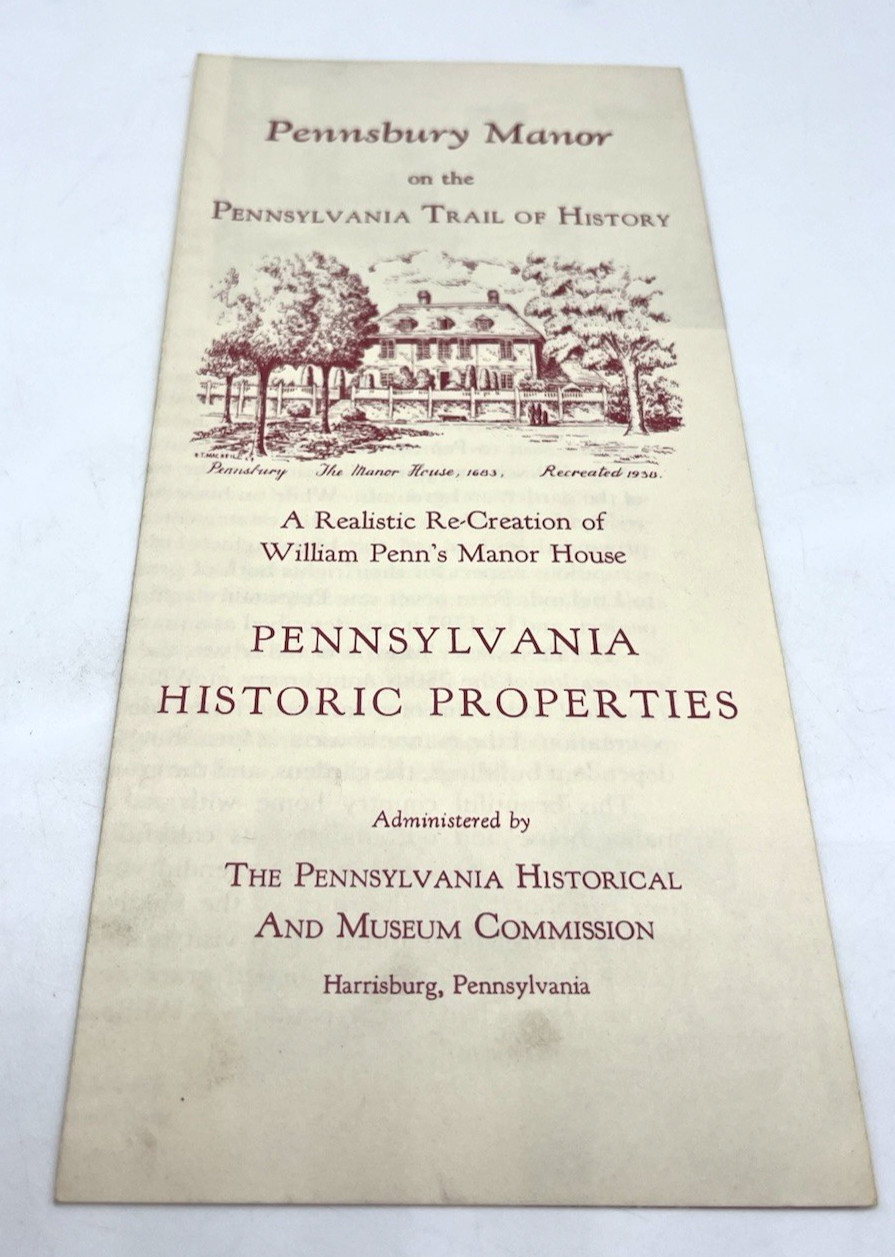 Vintage Pennsbury Manor Trail History William Penn House Brochure Pennsylvania