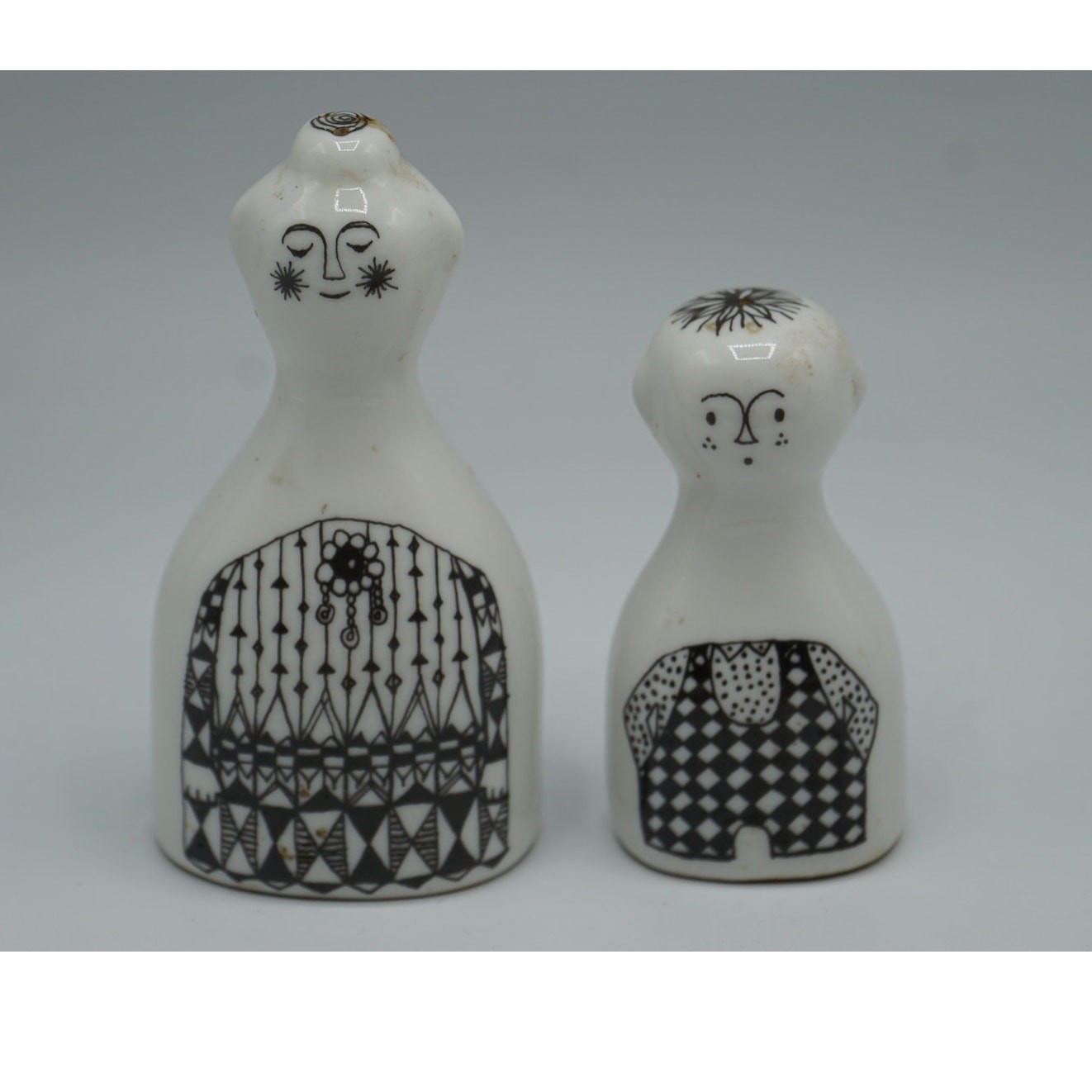 Porsgrund Porcelain Norway “Madame & Son” Salt & Pepper By Anne-Marie Odegaard