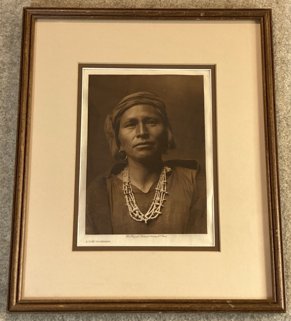 A Zuni Governor by Edward S. Curtis 1903 Photogravure Framed