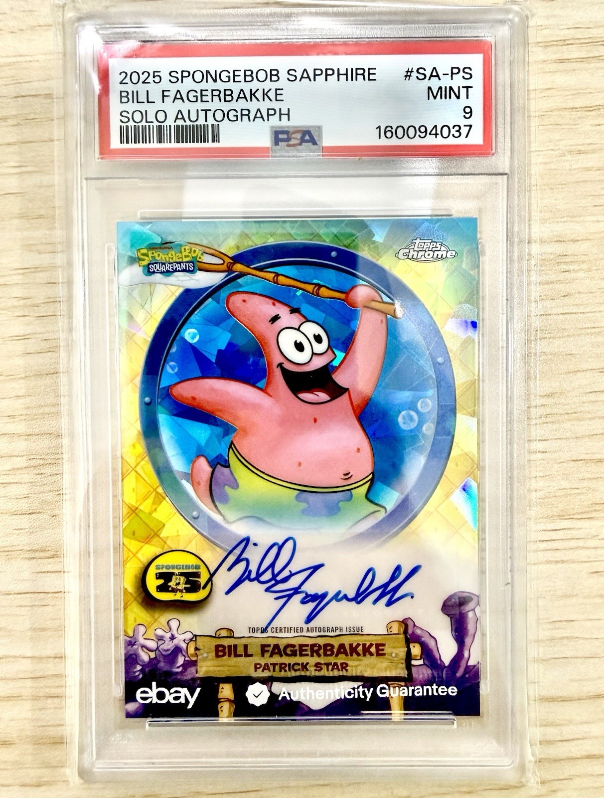2025 Topps SpongeBob Sapphire Patrick Star Bill Fagerbakke Solo Auto PSA 9 2025 Topps SpongeBob Sapphire Patrick Star Bill Fagerbakke Solo Auto PSA 9