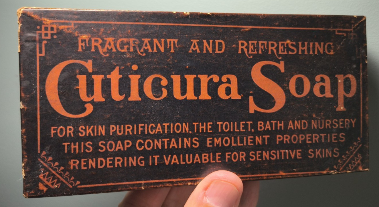 Vintage Cuticura Soap  Care Advertising Cardboard box 6.5in x 3.5in x 1.5in