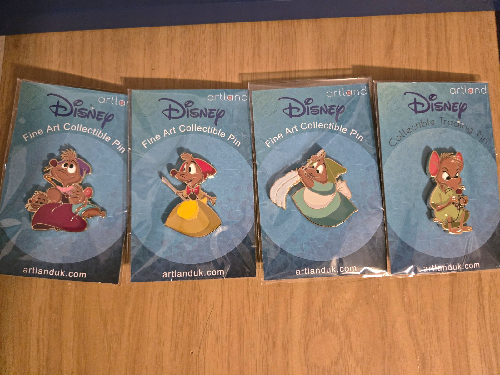 Disney Cinderella Gus Gus Mice Fine Art Collectible Pin Artland Set Lot of 4