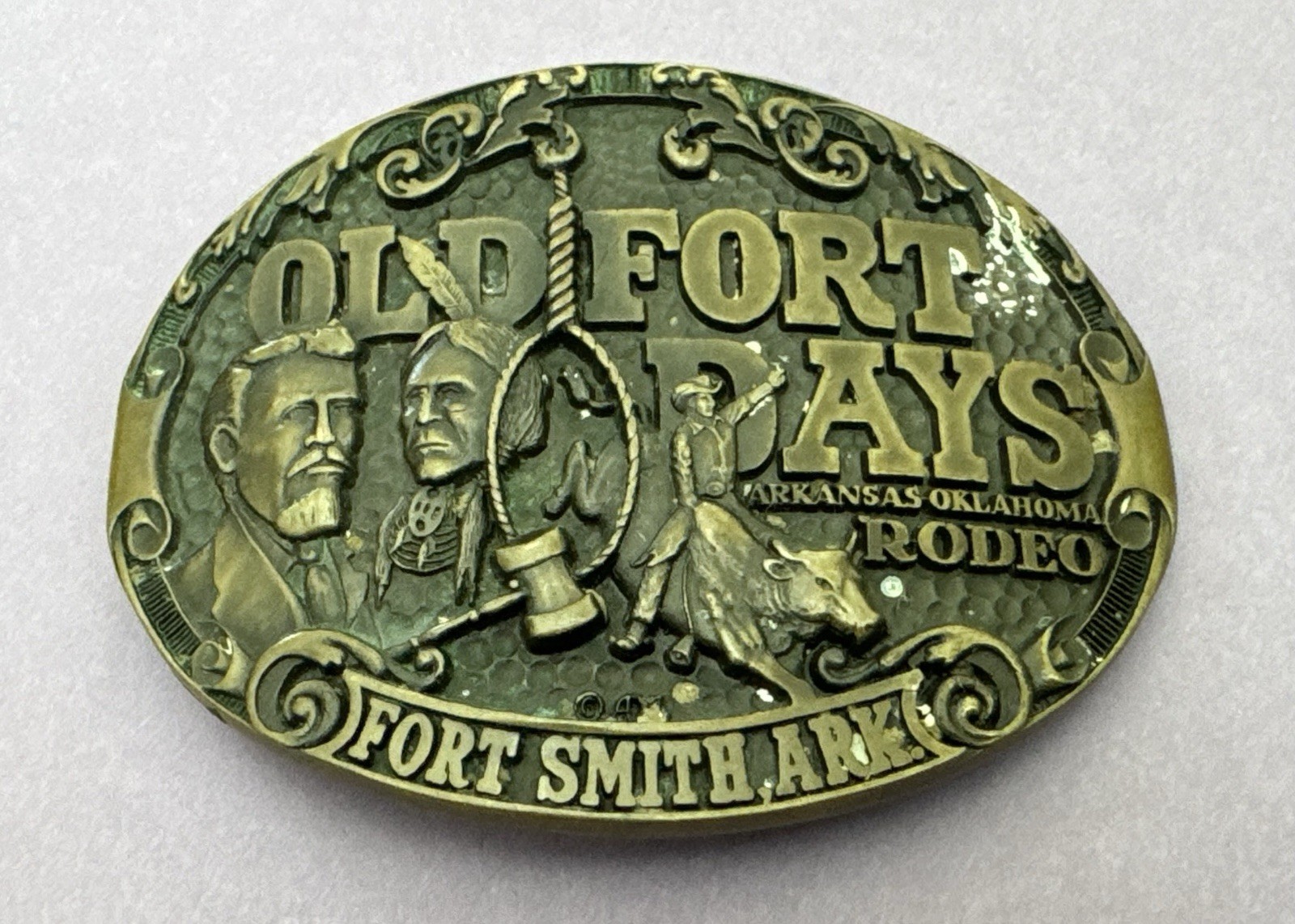 Vintage Rare 1979 Old Fort Days Arkansas Oklahoma Rodeo Belt Buckle Ft Smith ARK
