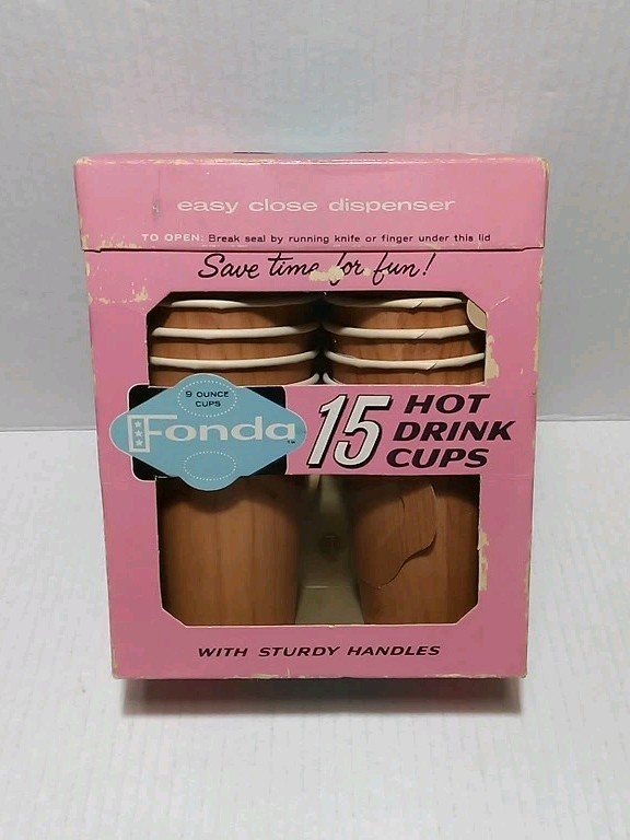 Vtg Fonda Hot Drink Cups 15 9oz Cups With Handles N.O.S Sealed Vtg Fonda Hot Drink Cups 15 9oz Cups With Handles N.O.S Sealed
