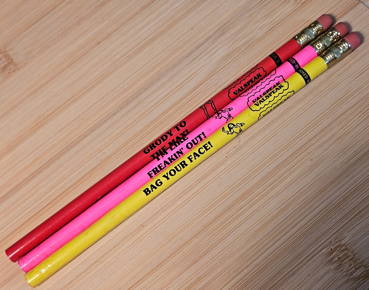 Lot of 3 - Vintage Valley Girl Speak - Valspeak Pencils - Unused - Unsharpened Lot of 3 - Vintage Valley Girl Speak - Valspeak Pencils - Unused - Unsharpened