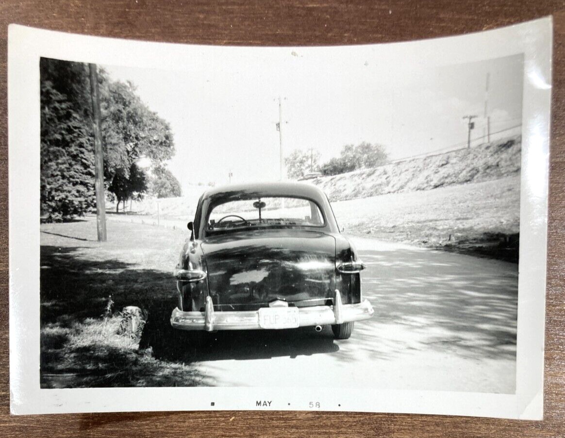 Vintage 1949-51 FORD CUSTOM Sedan Coupe BLACK & WHITE Photo TEXAS 1958 Deluxe