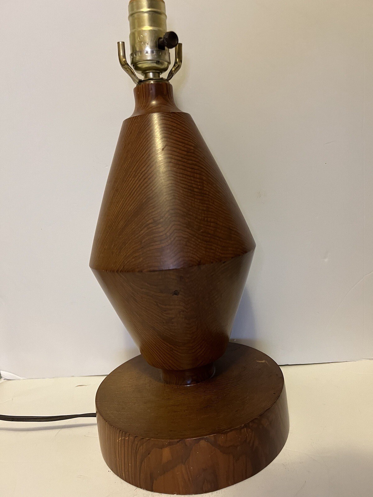 MCM Thick Geometric Dark Wood Lamp