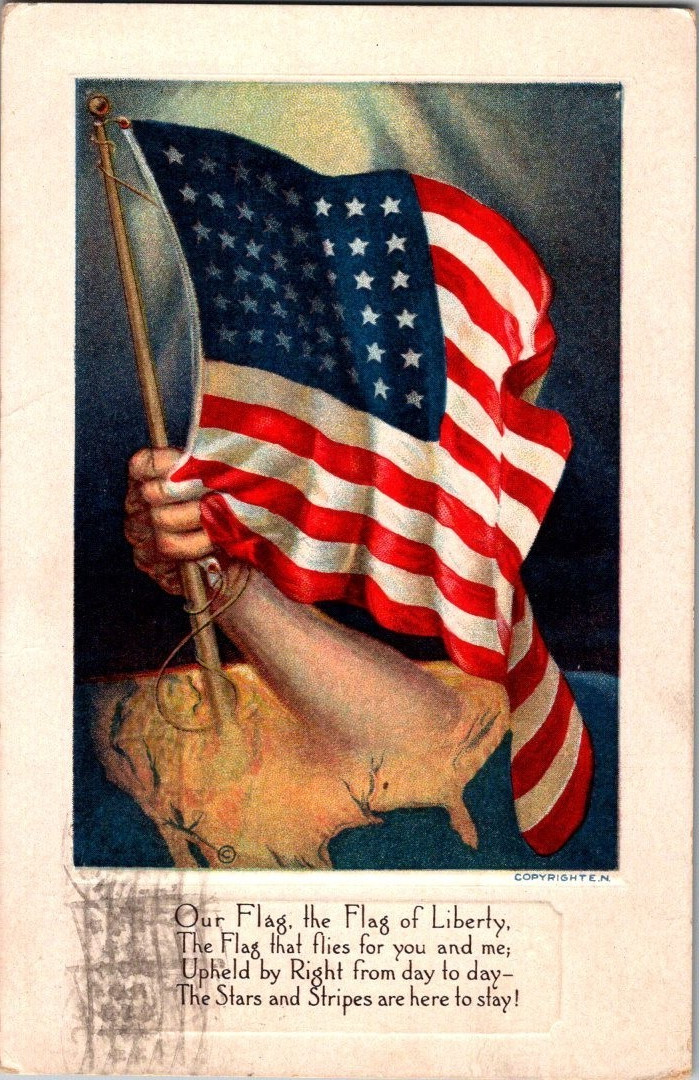Vintage Victorian Postcard 1912-1915 Our Flag, the Flag of Liberty - 48 Stars