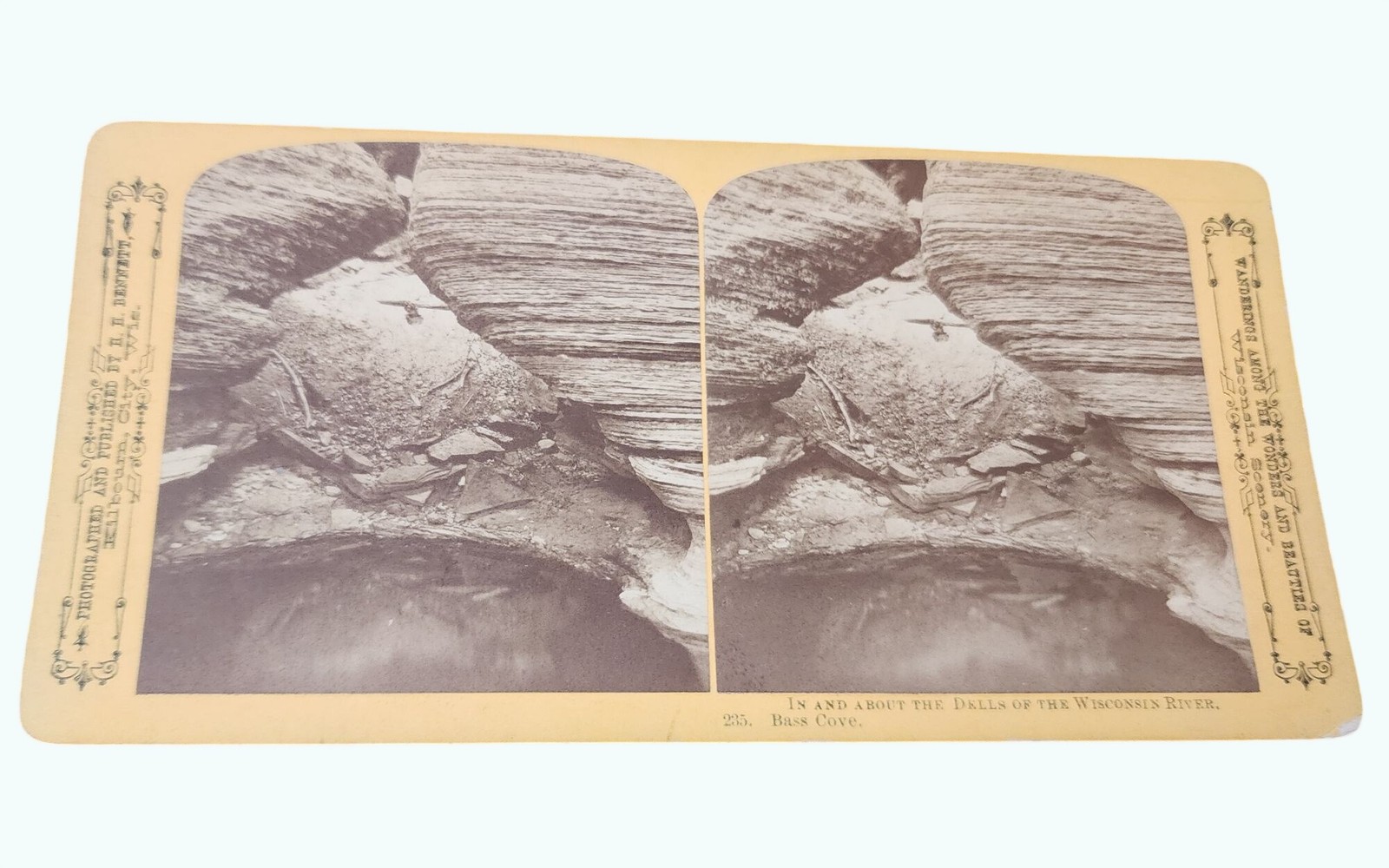 Antique Stereoview Bass Cove Wisconsin Dells H.H. Bennett No. 235 19th Century Antique Stereoview Bass Cove Wisconsin Dells H.H. Bennett No. 235 19th Century