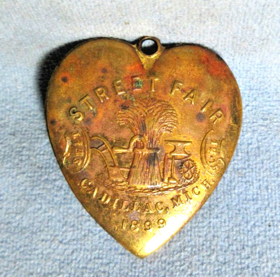 Antique 1899 Cadillac Michigan STREET FAIR Souvenir Heart Charm