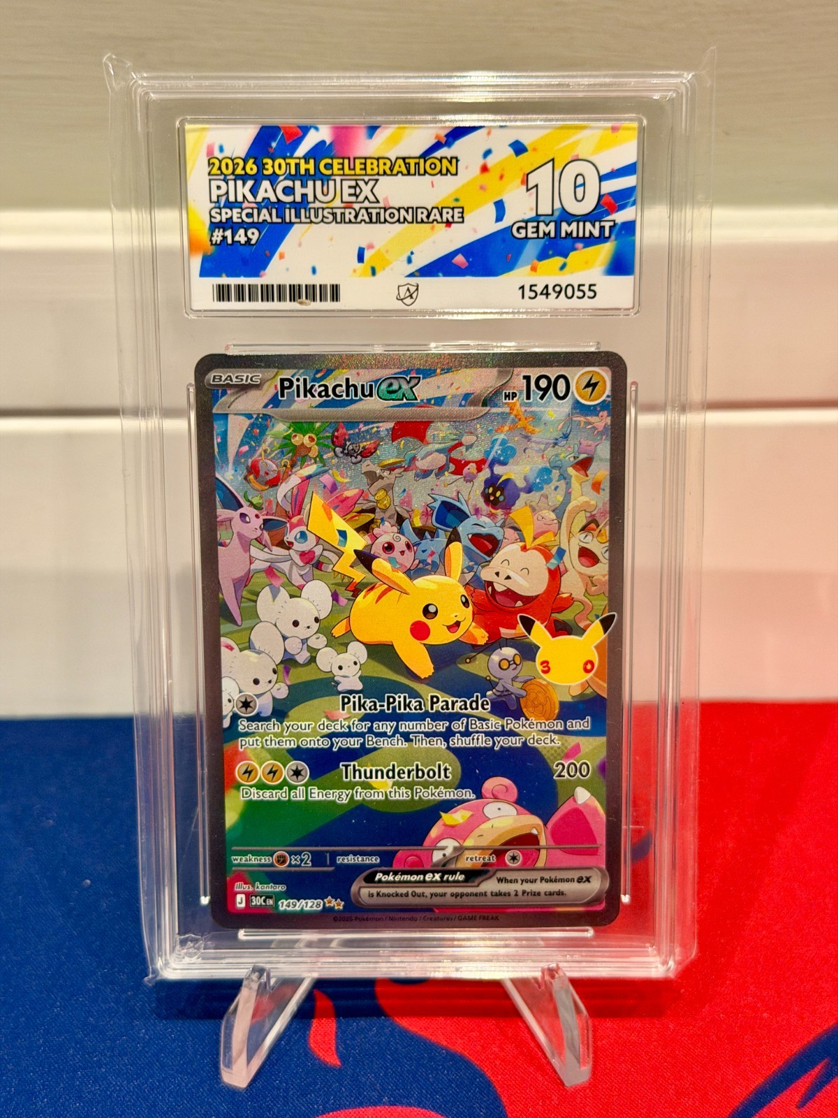 Pikachu ex 149/128 2026 30th Anniversary Pokemon ACE 10 Perfect Subgrades Pikachu ex 149/128 2026 30th Anniversary Pokemon ACE 10 Perfect Subgrades