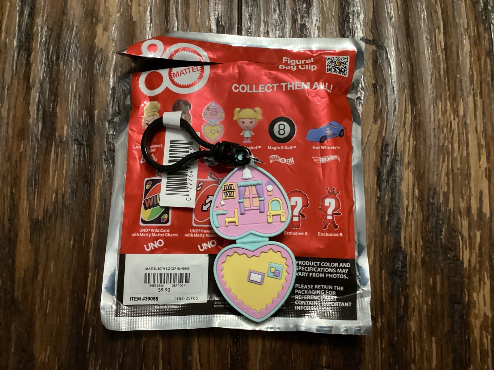 Mattel 80th Anniversary Figural Bag Clip Keychain POLLY POCKET COMPACT New Open