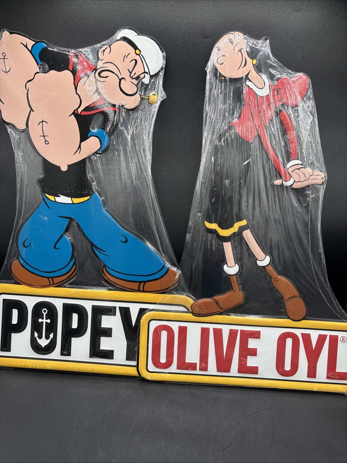 Popeye & Olive Oyl Die Cut Metal Embossed Signs