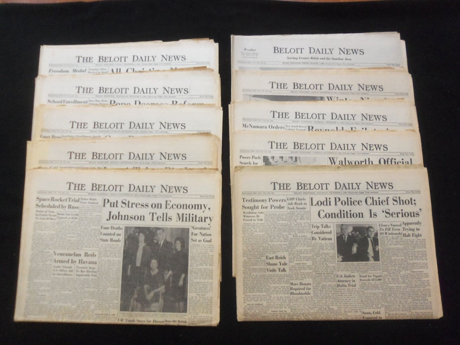 1963-69 THE BELOIT DAILY NEWS NEWSPAPER - BELOIT, WISCONSIN -LOT OF 10- NP 8079