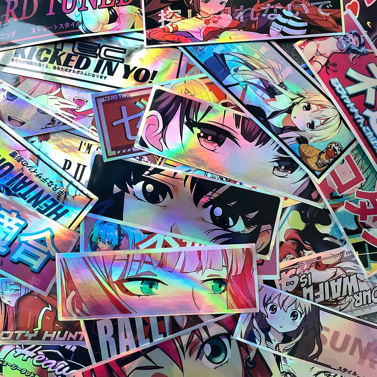 Anime Girl Stickers 20 Pack Random Assortment Laser Holographic JDM Sexy Eyes Anime Girl Stickers 20 Pack Random Assortment Laser Holographic JDM Sexy Eyes