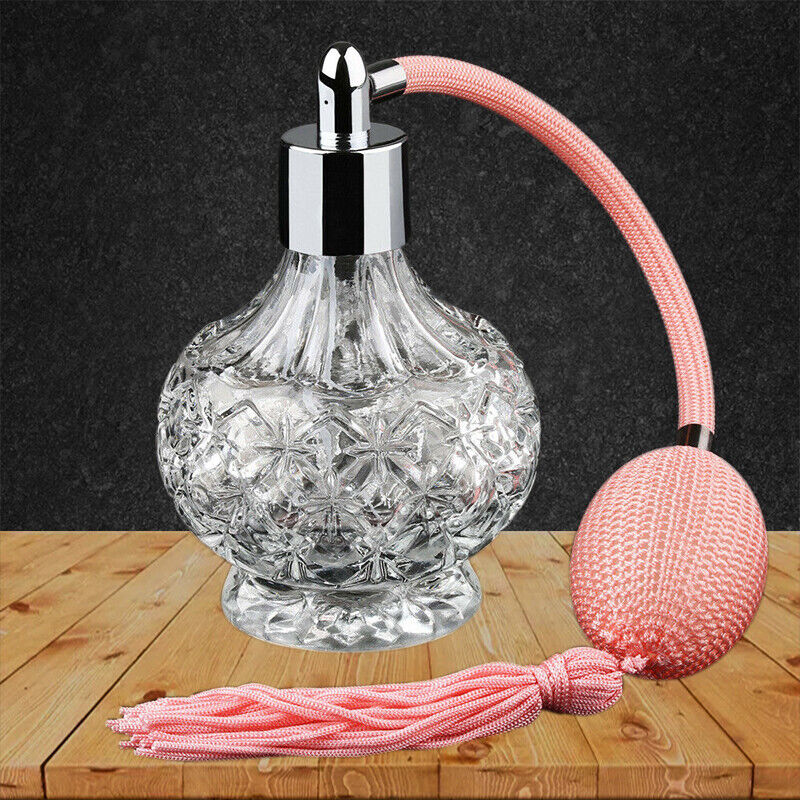80Ml Perfume Bottle Spray Vintage Crystal Atomizer Pink Bulb Empty Refillable