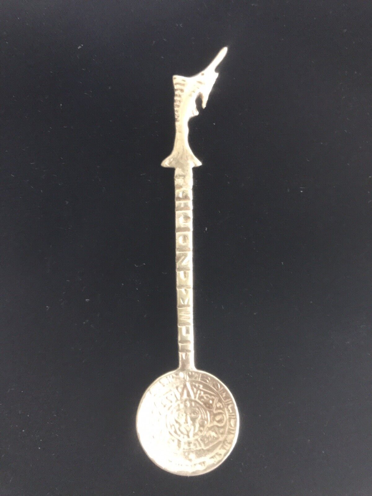Vintage Mexico Collectible Alpaca Silver Spoon Mayan Cozumel Marlin Emblem 4”
