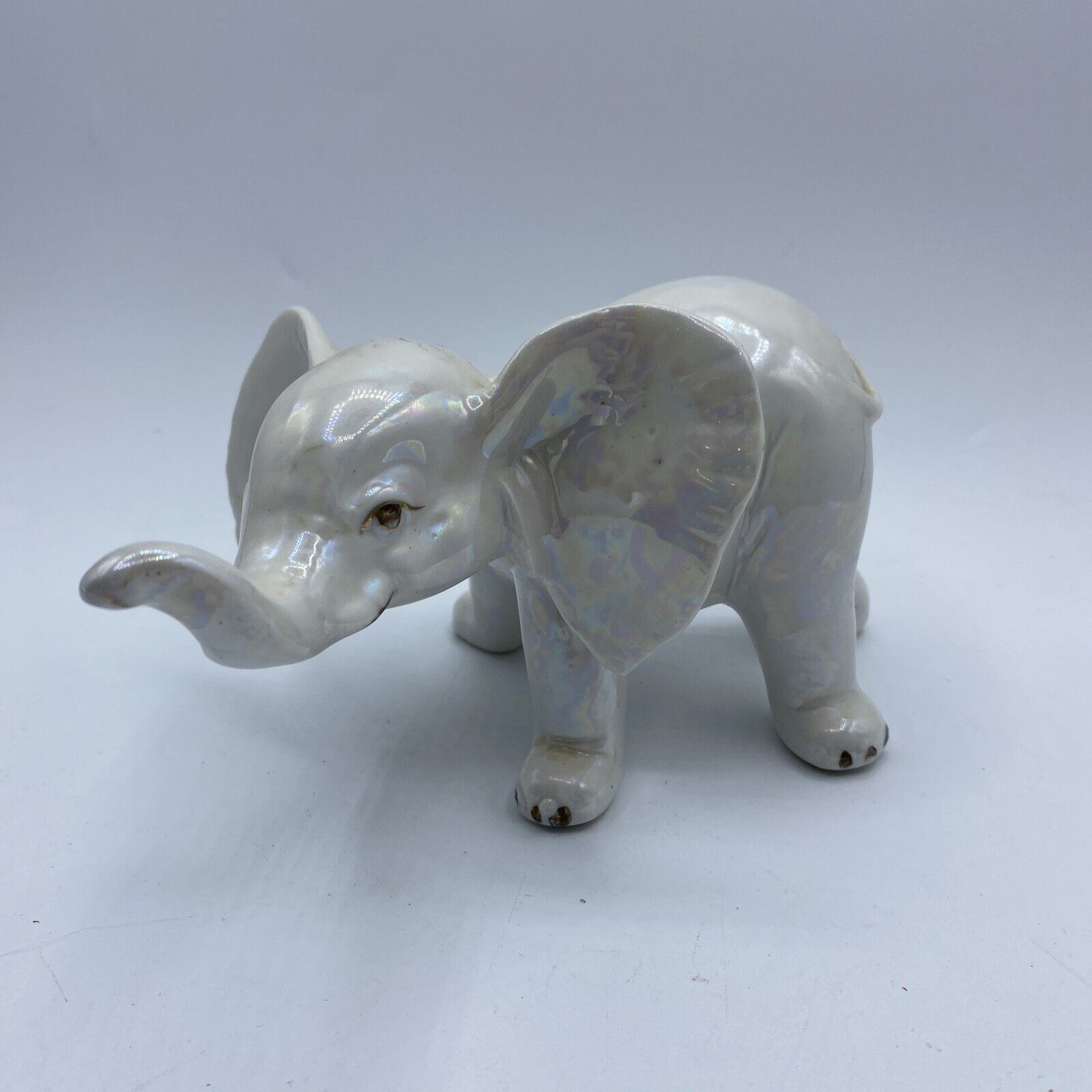 Elephant Figurine Ceramic Lustre Vintage Handmade