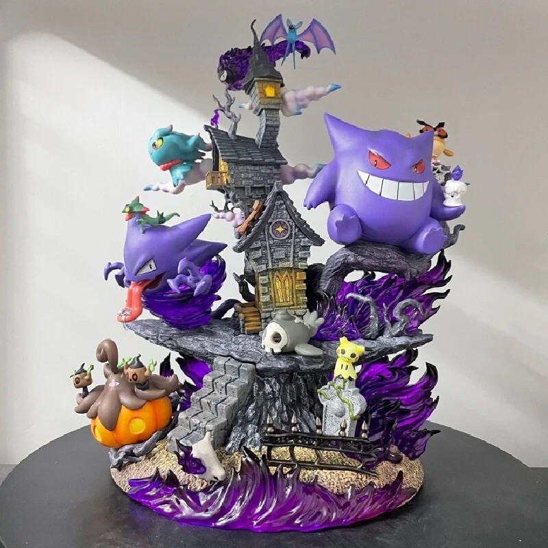 31cm Gengar Evolution Family Figure – Haunter & Gastly PVC Anime Statue W/B