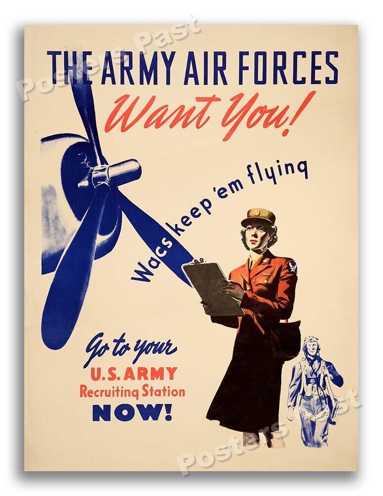 “WACs Keep 'Em Flying” 1942 Vintage Style WW2 Army Air War Poster - 18x24