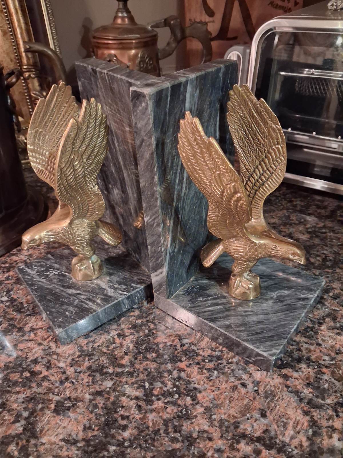 Vintage Pair Brass Eagle Marble Bookends Vintage Pair Brass Eagle Marble Bookends