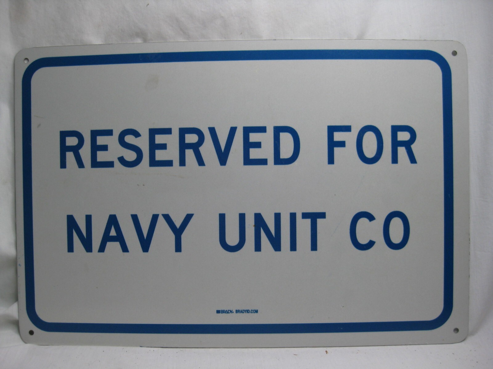 vintage BradyID Brady metal sign RESERVED FOR NAVY UNIT CO  18