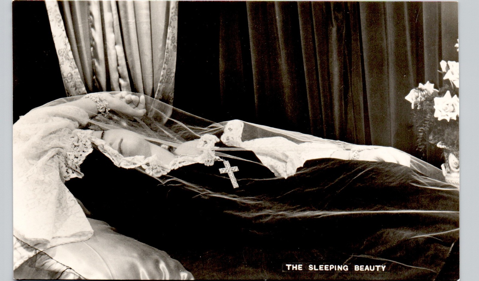 SLEEPING BEAUTY POST-MORTEM postcard real photo rppc christian funeral london