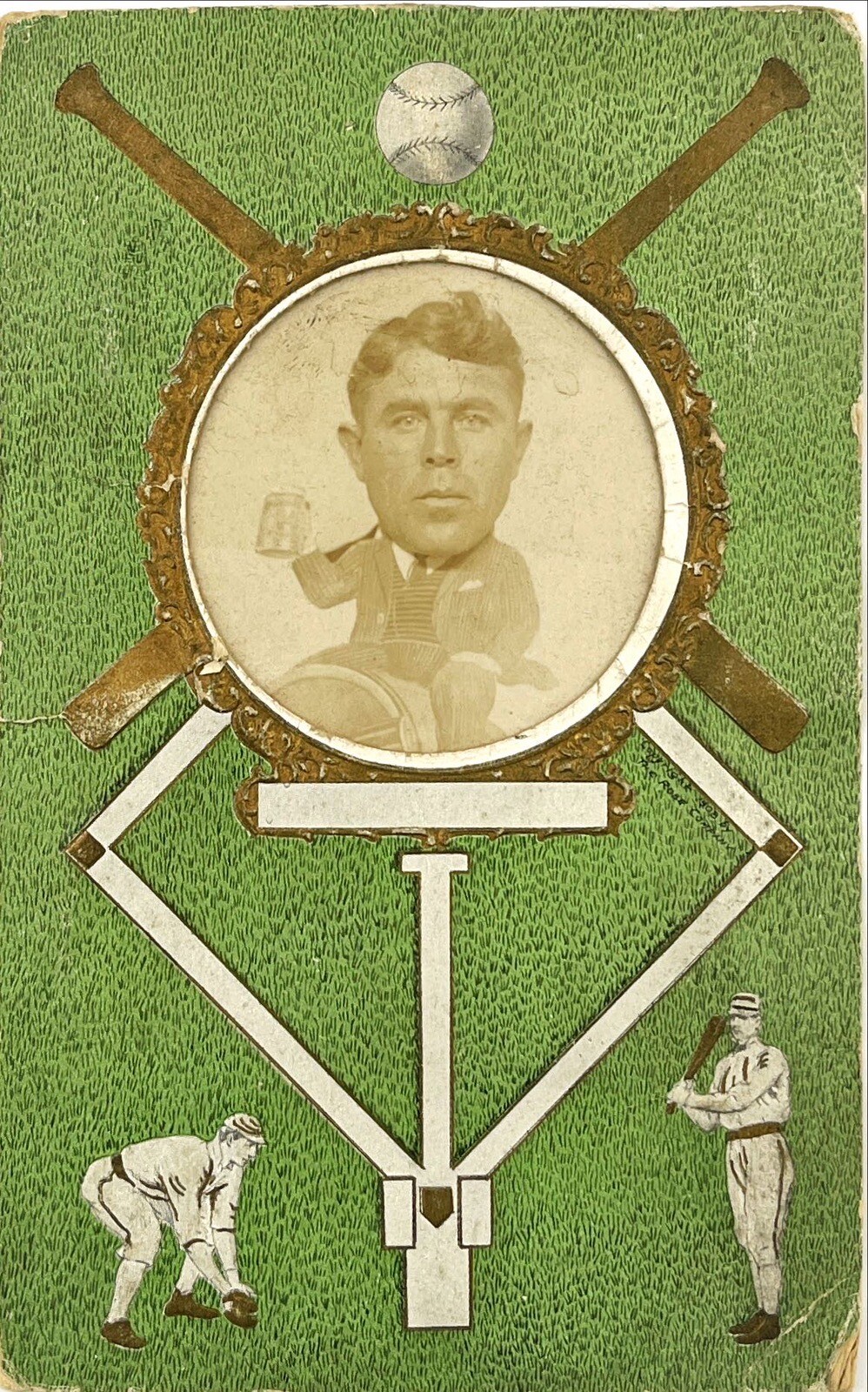 RPPC Rose Company Baseball Studio Caricature Advertising Card Photo Postcard C33