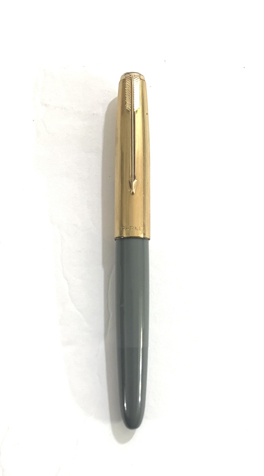 Vintage PARKER 51 Vacumatic 1/8 14K GOLD FILLED Cap MADE In USA Dove Gray AS IS