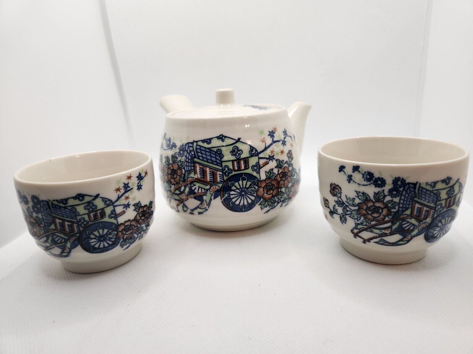 Vintage Japanese Tea Set Teapot/Teacups & Mesh Insert Made/Japan