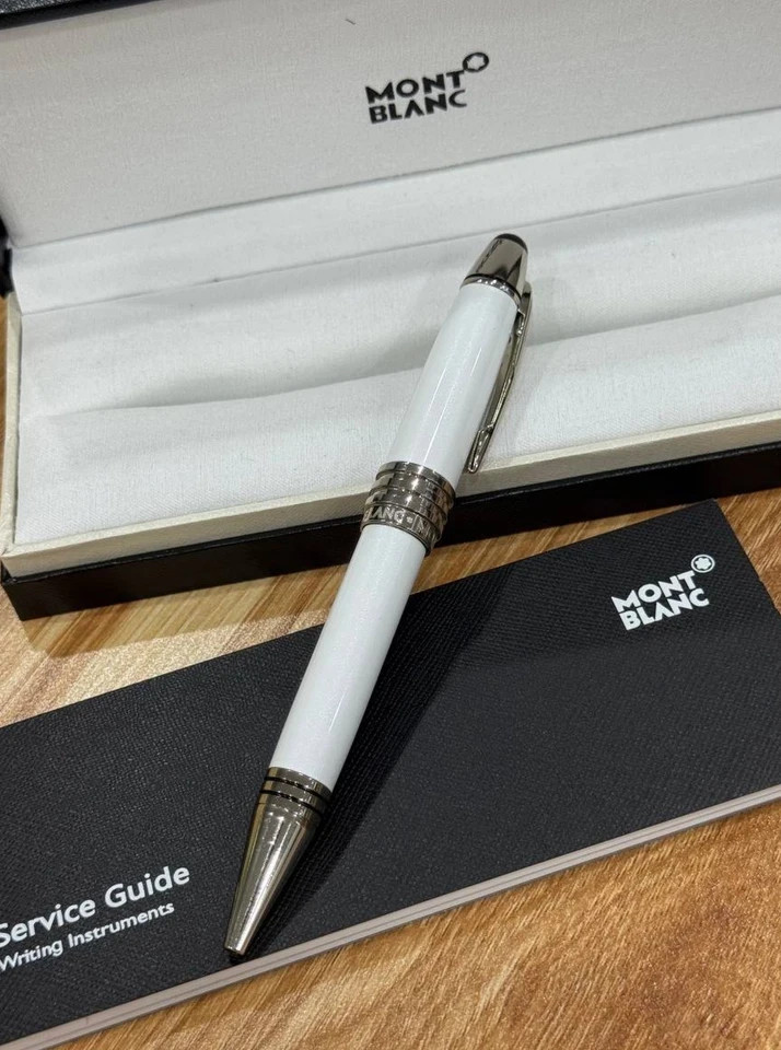 New Luxury Montblanc JFK Special Edition Rollerball Pen White Silver Writing Box