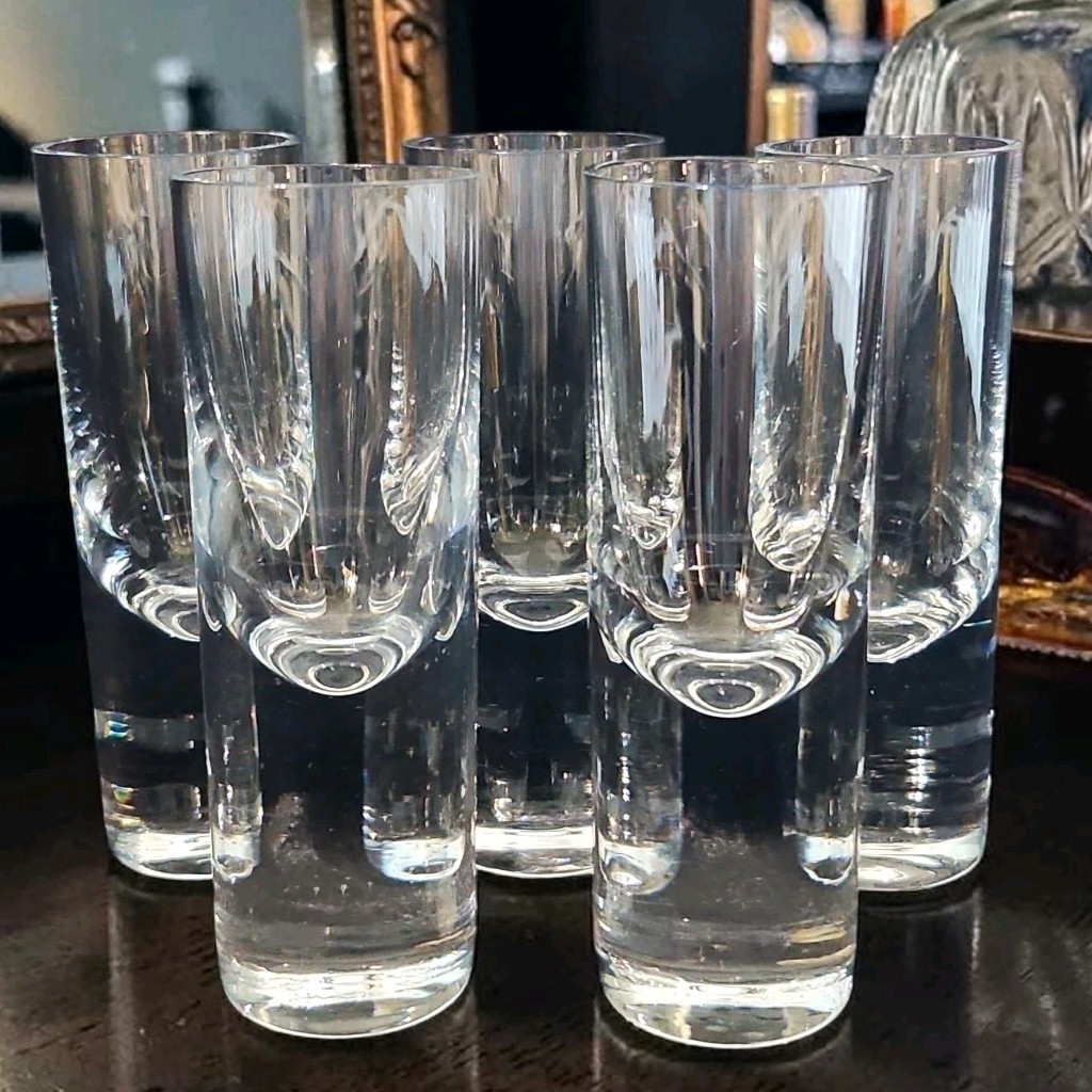 Vintage HOYA Clear Crystal Shot Glasses Set Of 5 Heavy Bottom 4.5\