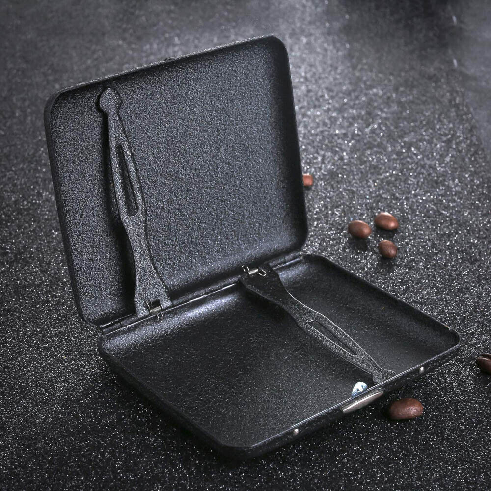 Sand Black Metal Cigarette Case Box Holder for 20 Regular Cigarettes Gifts USA