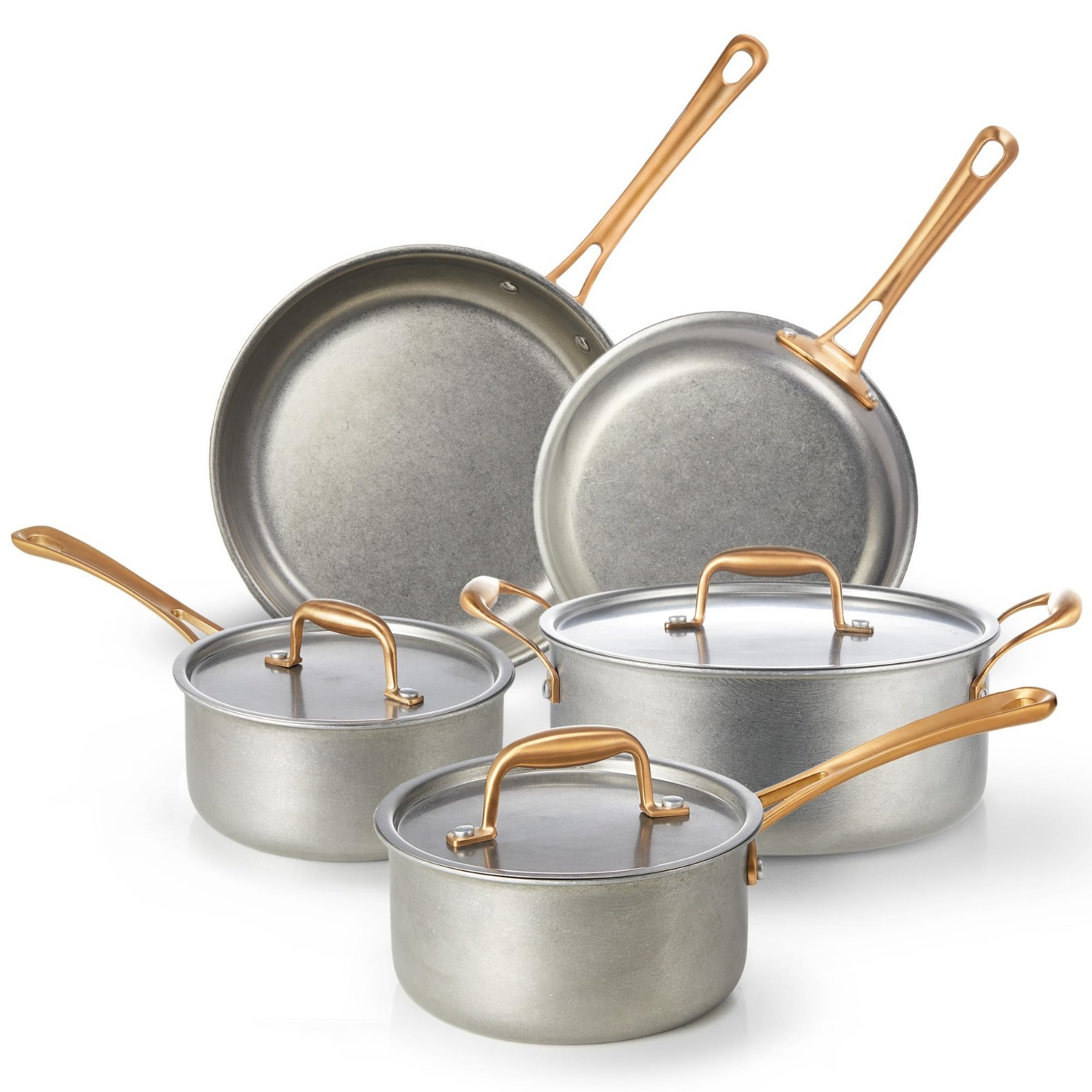 8-Piece Vintage Stainless Steel Cookware Set, Durable Pots & Pans for Kitchen 8-Piece Vintage Stainless Steel Cookware Set, Durable Pots & Pans for Kitchen