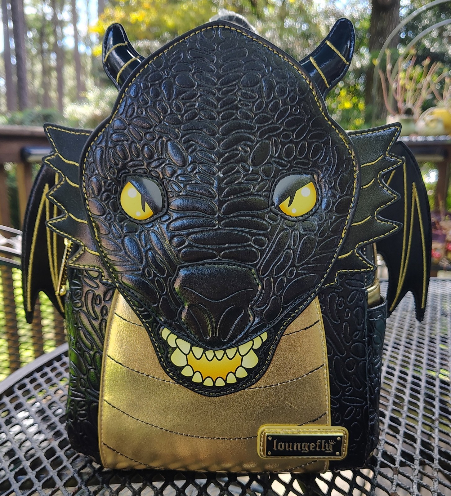 Loungefly Fourth Wing Blk & Gold Dragon Backpack BAM EXCLUSIVE NWT Disney