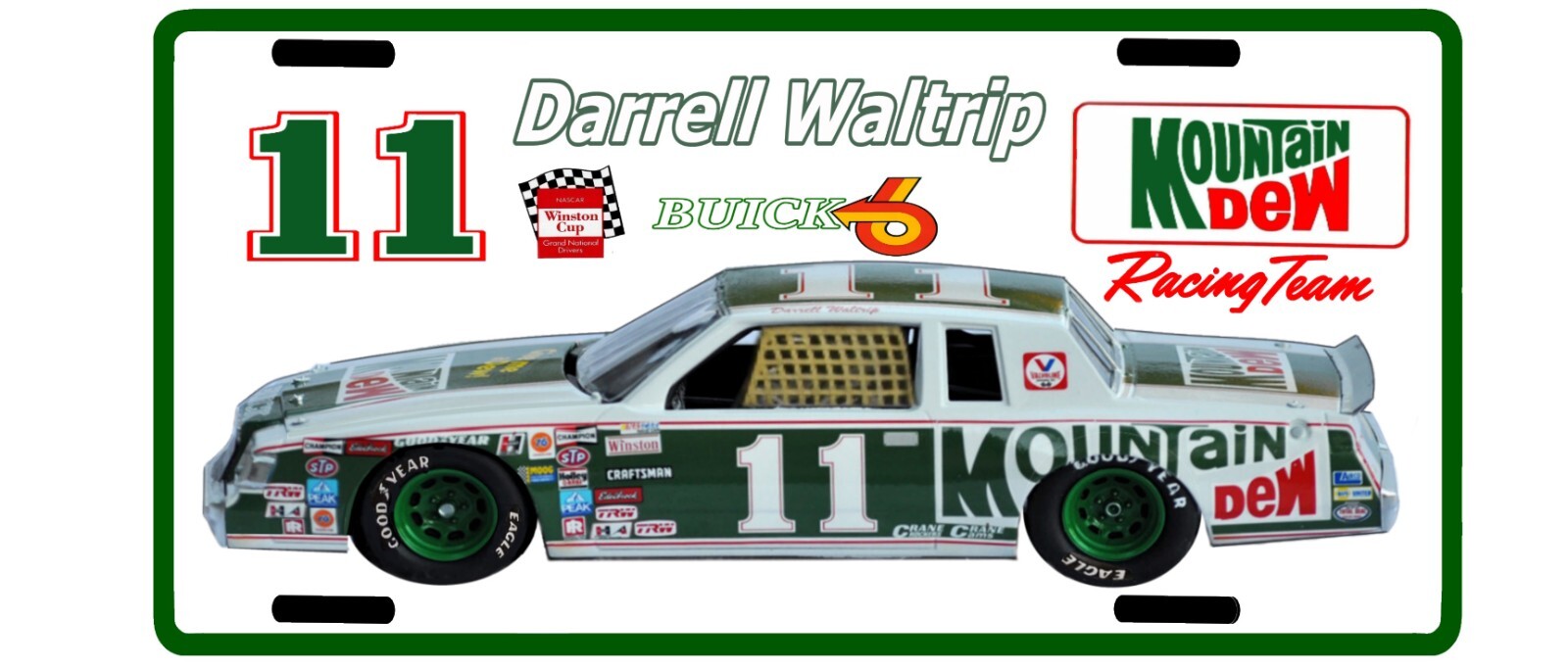 Vintage looking MOUNTAIN DEW Racing Team DARRELL WALTRIP License Plate 11 1980s 
