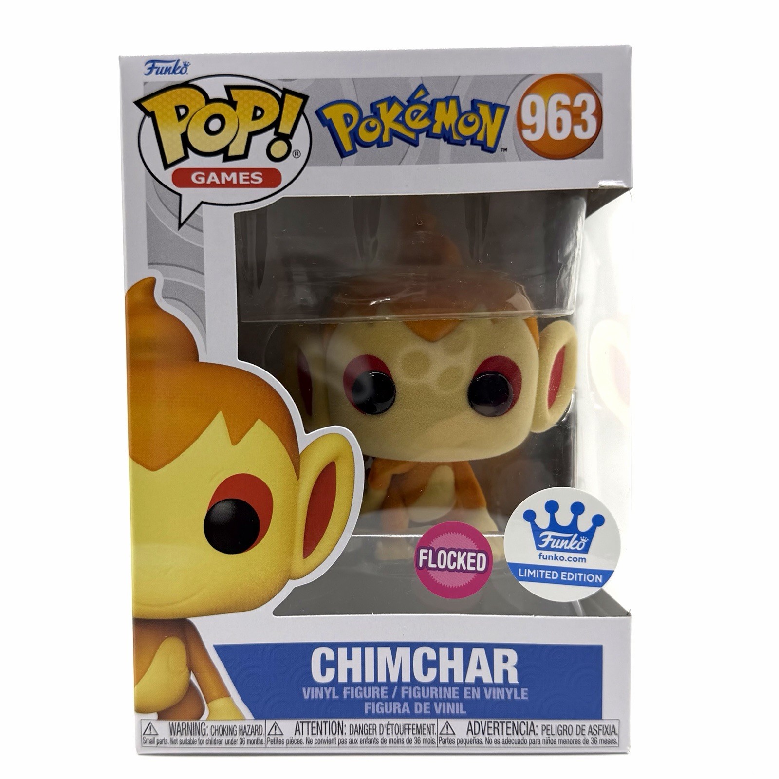 Funko Pop Pokémon Chimchar Flocked #963 Funko Exclusive w/ Protector