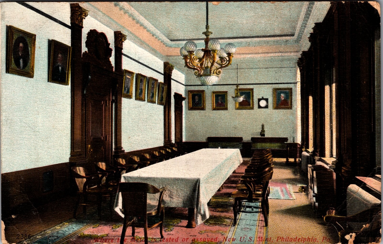 1908 U.S. Mint Philadelphia Interior Postcard