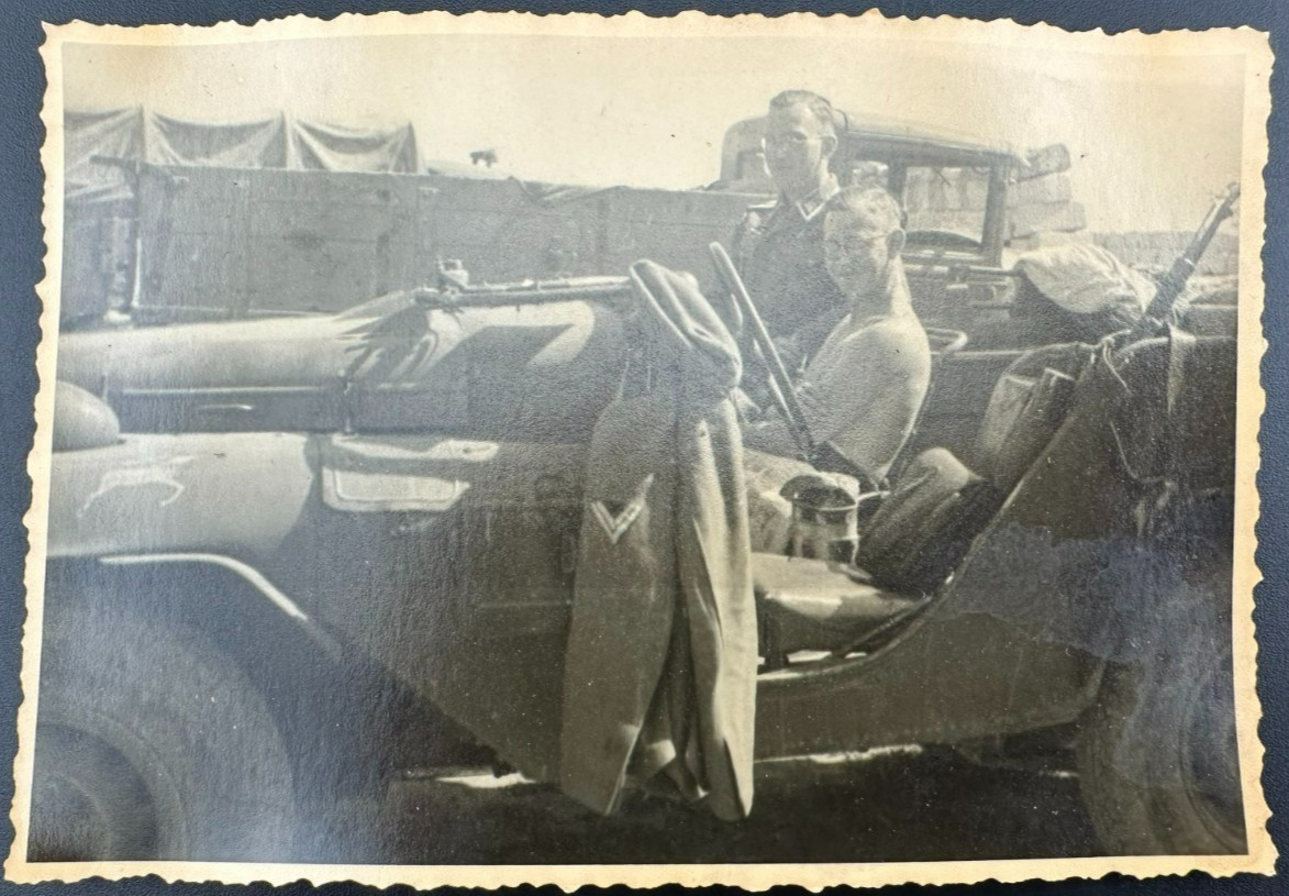 Original WWII German Soldier in Captured Soviet GAZ 64 Jeep Photo Wehrmacht