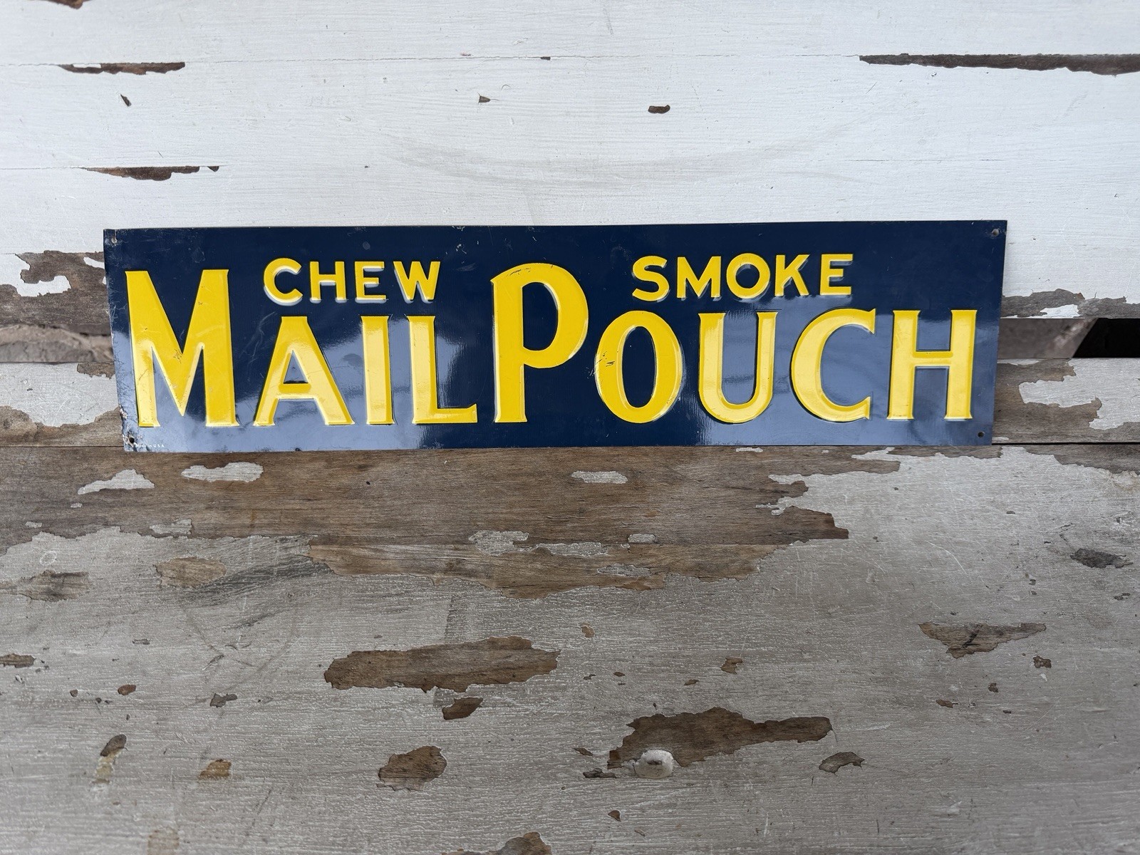 Vintage Mail Pouch Tobacco Embossed Tin Sign - 20