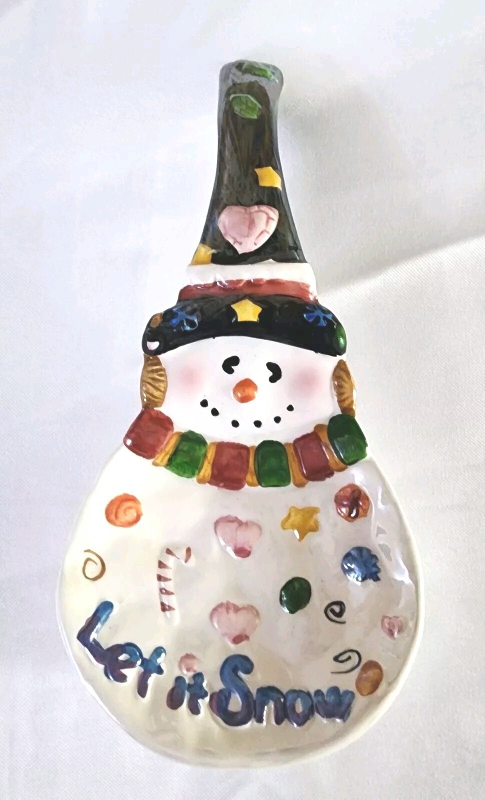 Spoon Rest, Snowman Let it Snow Ceramic Festive Christmas Holiday Kitchen Decor Spoon Rest, Snowman Let it Snow Ceramic Festive Christmas Holiday Kitchen Decor