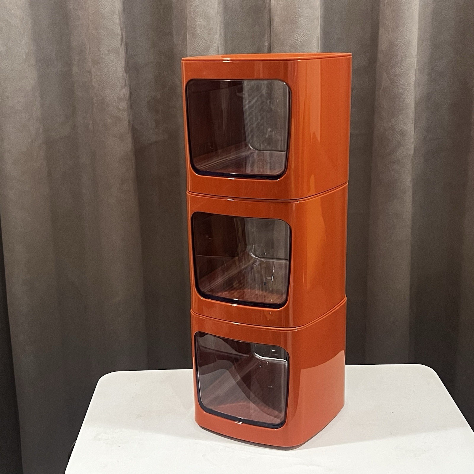 Lot Of 3 Orange Morden Space Age Style Modular Desk Drawer flowerpot Lot Of 3 Orange Morden Space Age Style Modular Desk Drawer flowerpot