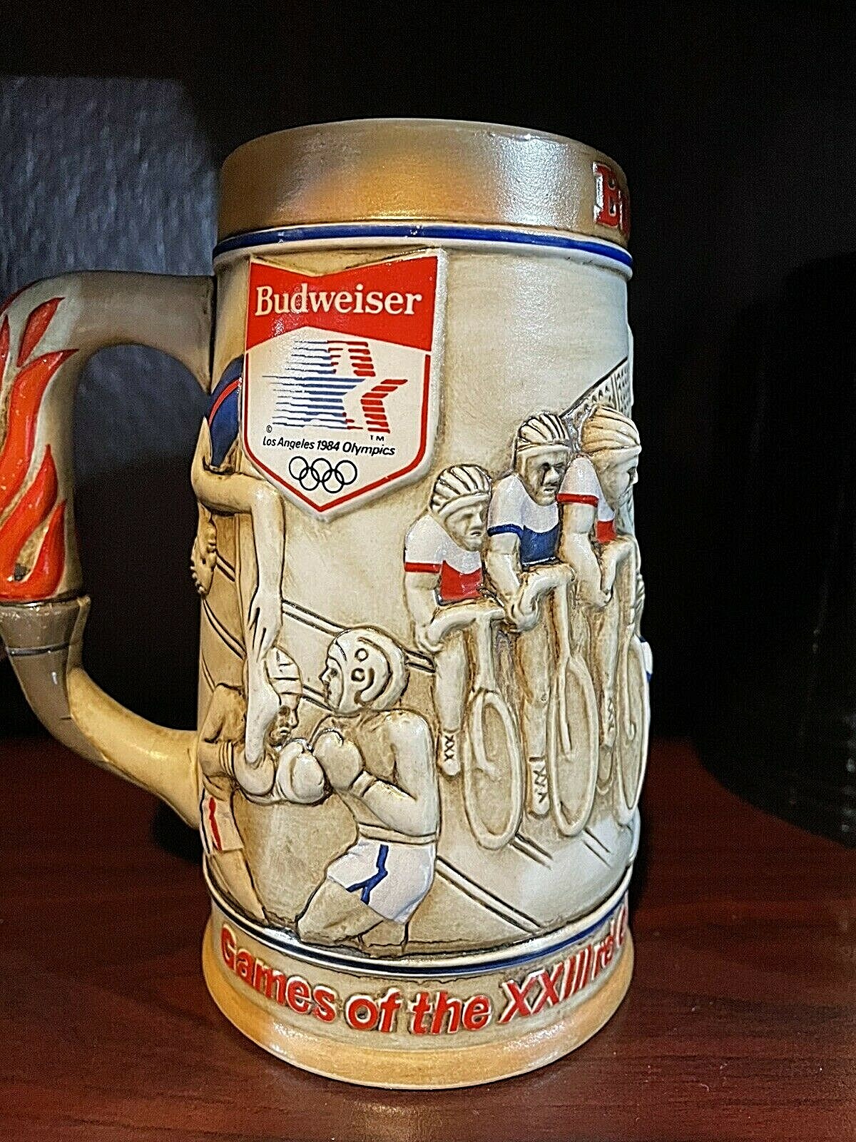 Vintage 1980 1984 Ceramart Brazil Budweiser LA Summer Olympics Beer Stein COOL Vintage 1980 1984 Ceramart Brazil Budweiser LA Summer Olympics Beer Stein COOL