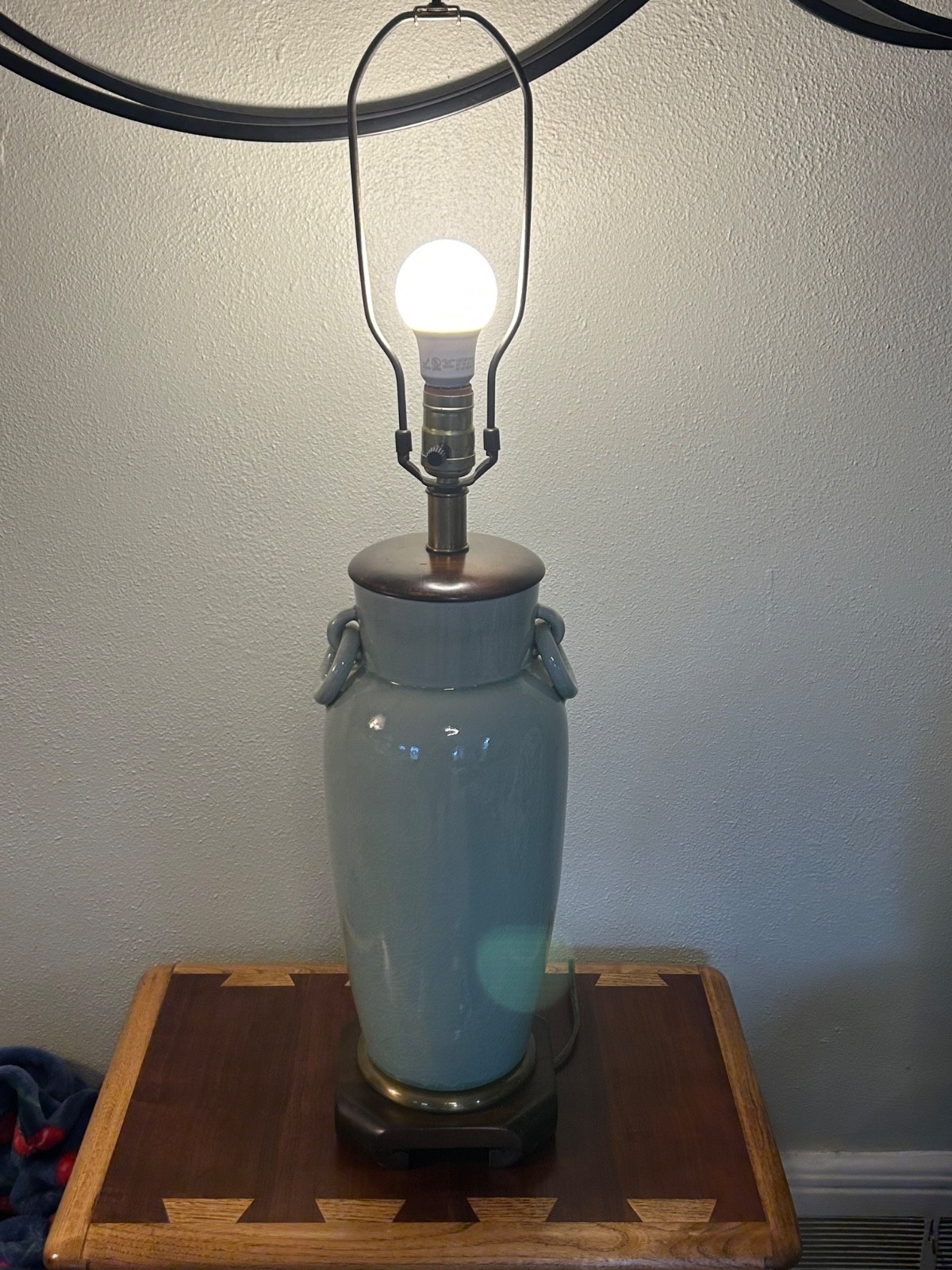 1900s CHINESE CELADON table lamp vtg frederick cooper mcm vase porcelain pottery