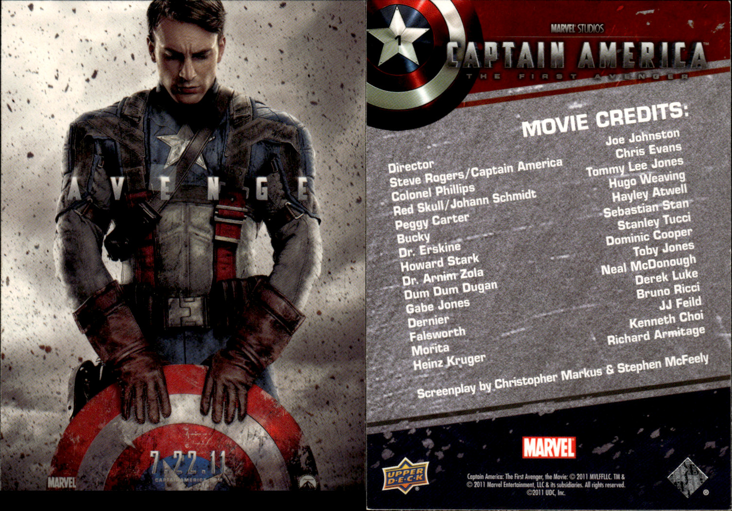 2011 Upper Deck Captain America The First Avenger ~ Choose Your Card